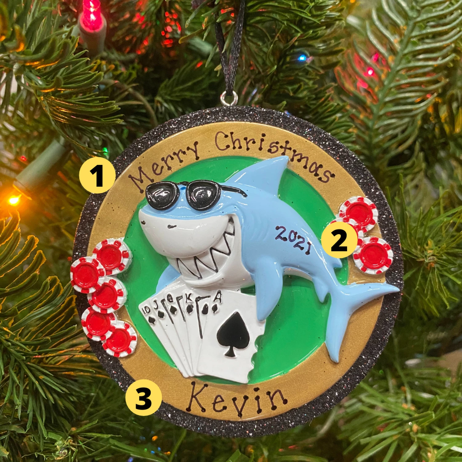 Card Shark Personalized Christmas Ornament OR1695 3 Card Shark Personalized Christmas Ornament OR1695