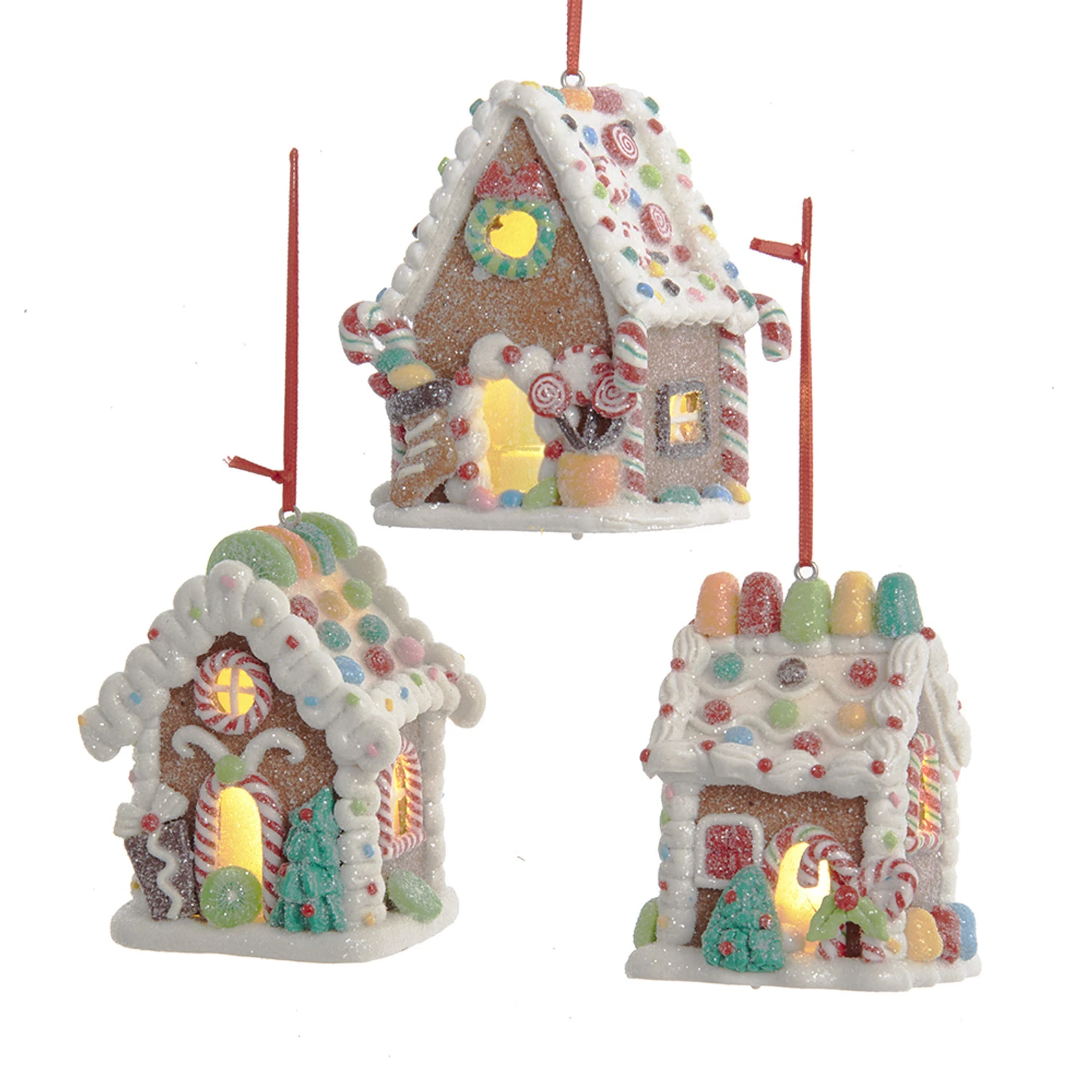 Kurt Adler 3.75" LED Lighted Claydough Candy Gingerbread House Christmas Ornament D4043 3 Kurt Adler 3.75" LED Lighted Claydough Candy Gingerbread House Christmas Ornament D4043