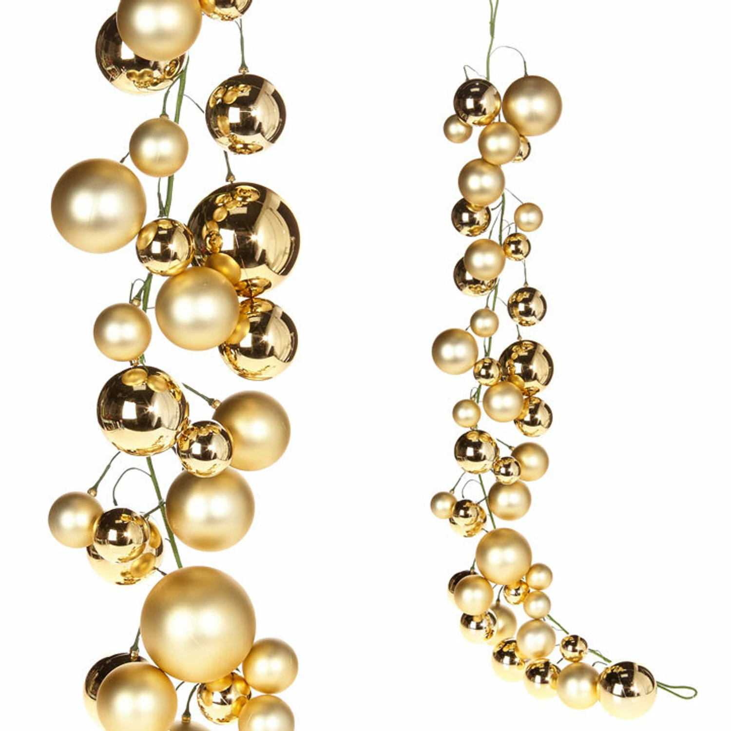 Raz 4' Gold Christmas Ball Garland G8382770 4 Raz 4' Gold Christmas Ball Garland G8382770 - Image 2