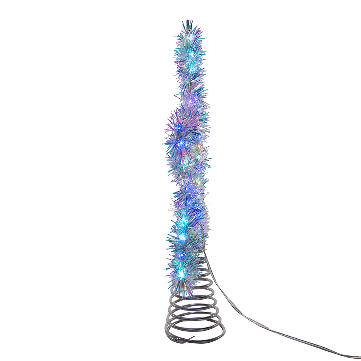 Kurt Adler 12.2" LED Lighted Silver Tinsel Star Christmas Tree Topper AD1022RGB 4 Kurt Adler 12.2" LED Lighted Silver Tinsel Star Christmas Tree Topper AD1022RGB - Image 2