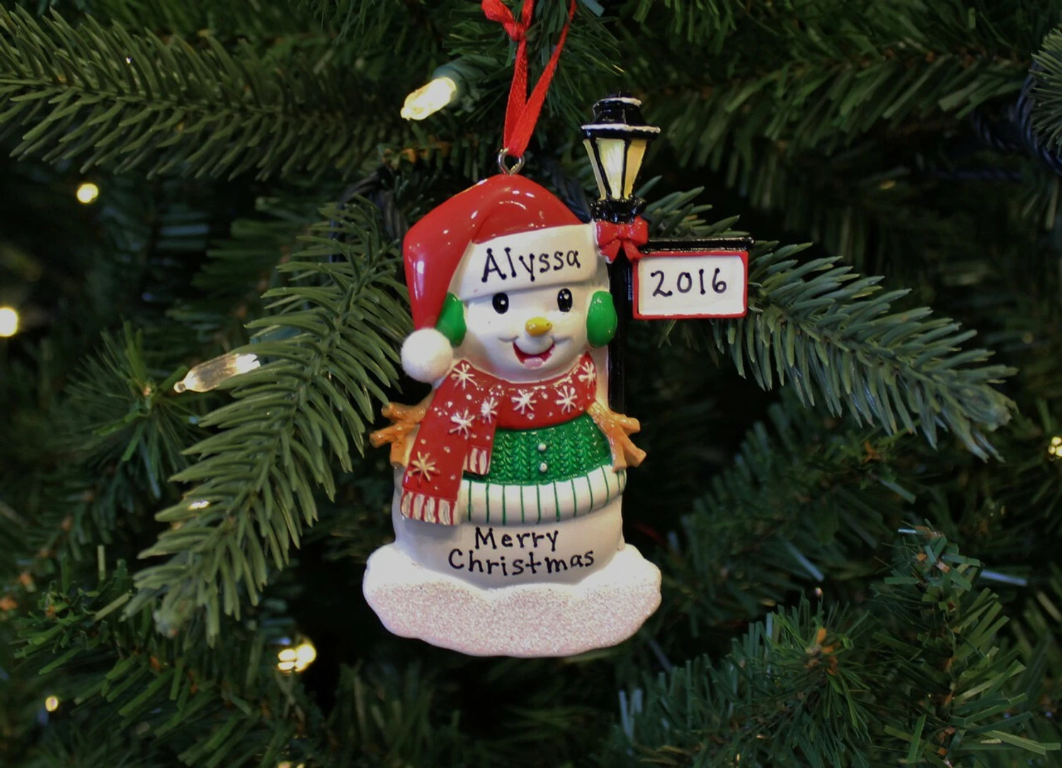 Snowman Standing By A Light Post Personalized Christmas Ornament 4 Snowman Standing By A Light Post Personalized Christmas Ornament - Image 2