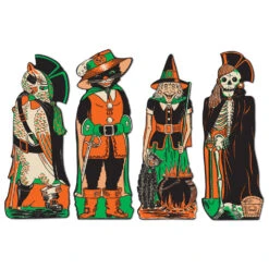 17" Vintage Beistle Halloween Paper Cutout Decorations Fancy Dress Set Of 4 01181