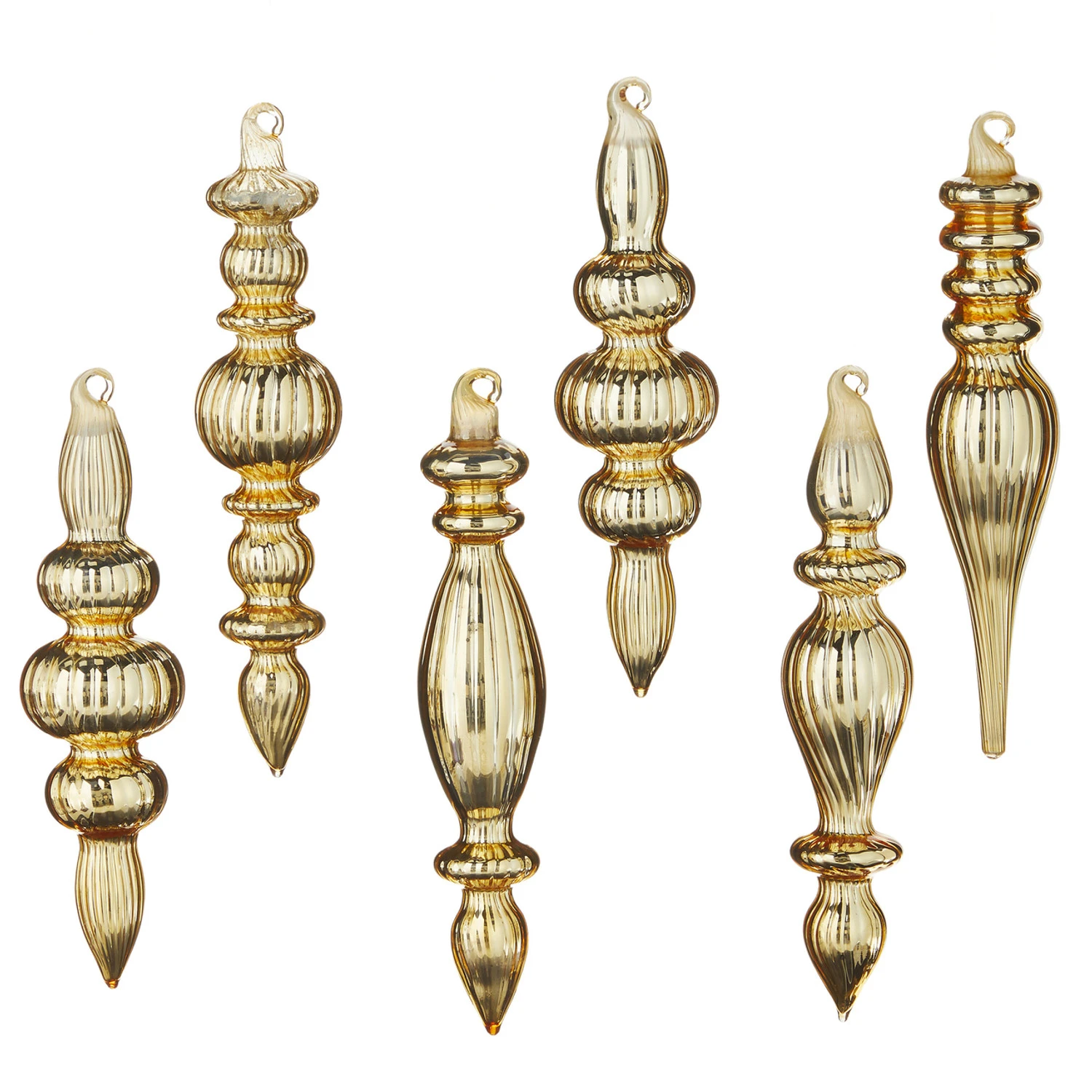 Raz 6.5" Box Of Gold Finial Glass Christmas Ornaments 4122829 4 Raz 6.5" Box Of Gold Finial Glass Christmas Ornaments 4122829 - Image 2