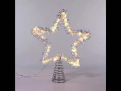 Kurt Adler 12.2" LED Lighted Warm White Silver Tinsel Star Christmas Tree Topper AD1022WW -Holiday Decorations apimhewlu 45772.1646091915
