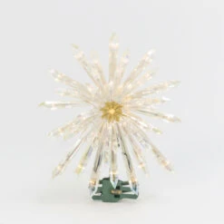 Holiday Decorations 22 13.5" Electric Lighted Glittered Crystal Starburst Christmas Tree Topper 2619000