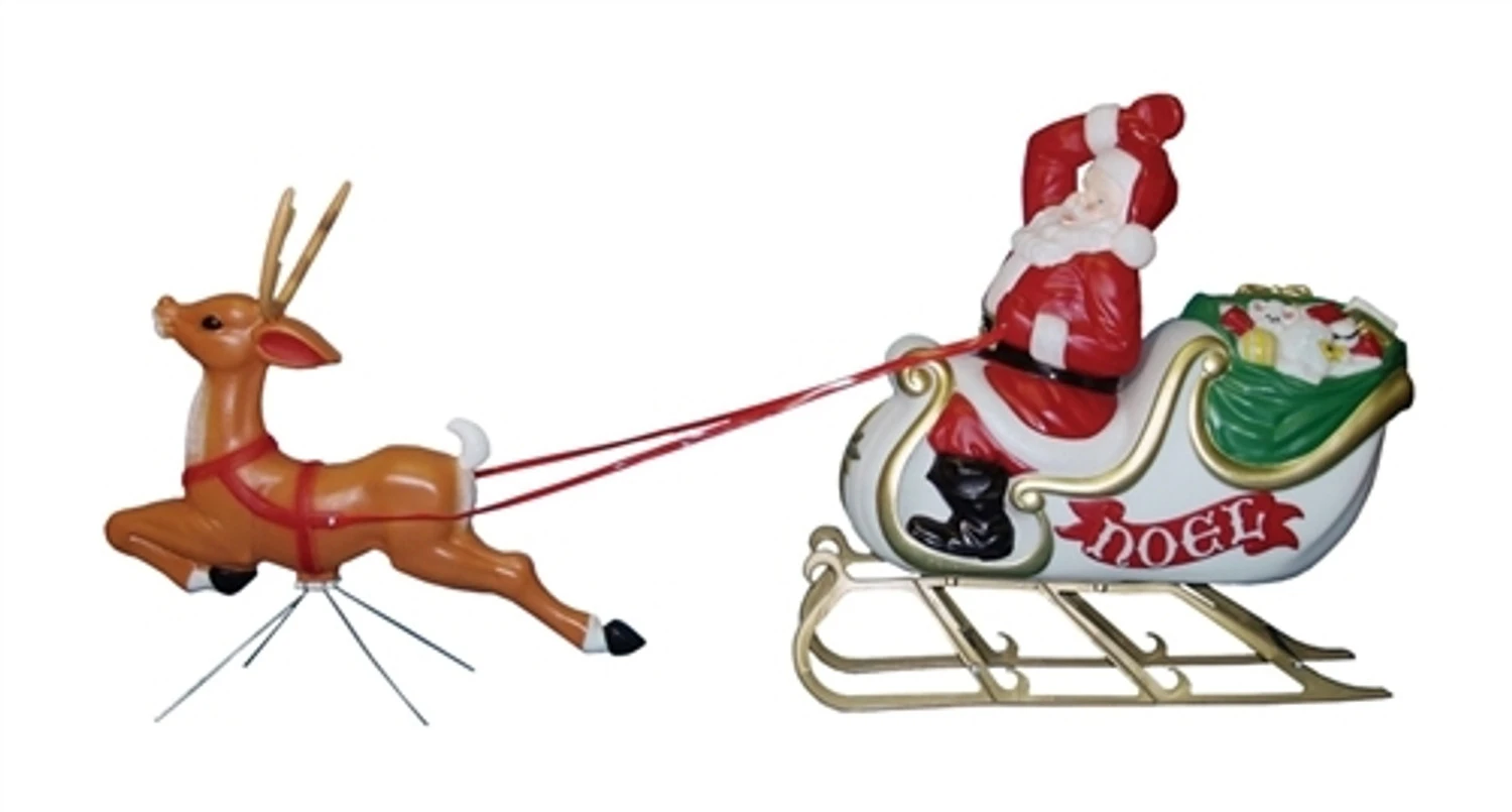 72" Large Santa With Sleigh And Reindeer Blow Mold C6480 3 72" Large Santa With Sleigh And Reindeer Blow Mold C6480