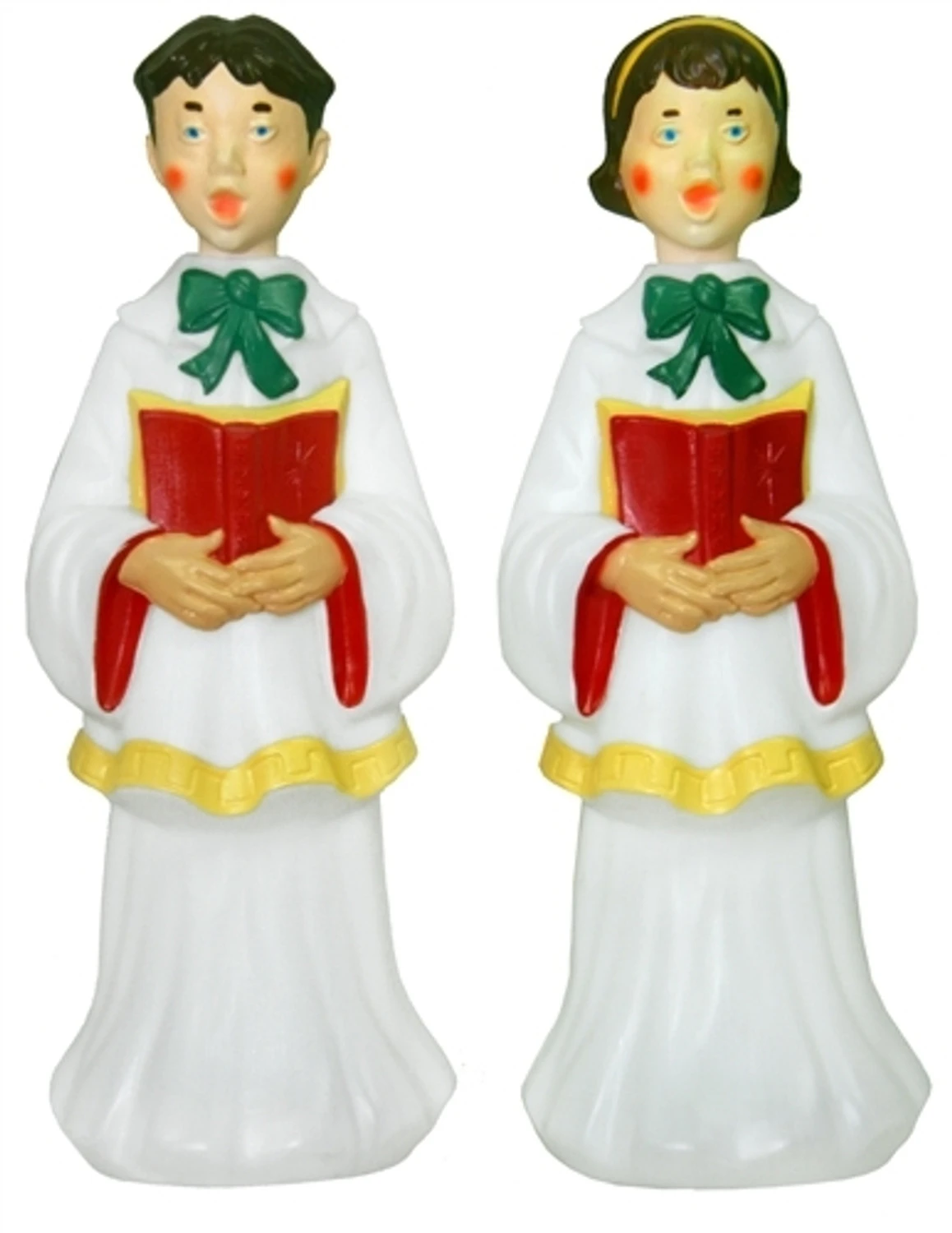Choir Boy & Girl Lighted Christmas Blow Mold Decorations C3640 3 Choir Boy & Girl Lighted Christmas Blow Mold Decorations C3640