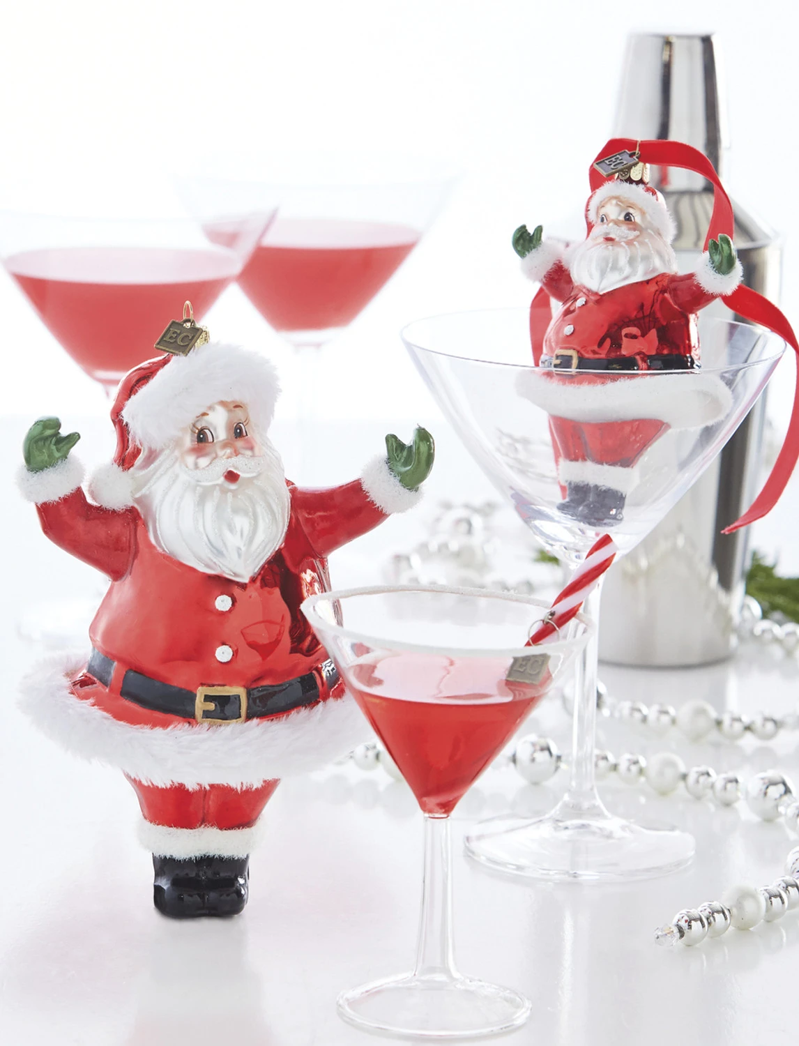 Raz Eric Cortina 4.75" Or 7.5" Large Retro Santa Glass Christmas Ornament 3 Raz Eric Cortina 4.75" Or 7.5" Large Retro Santa Glass Christmas Ornament