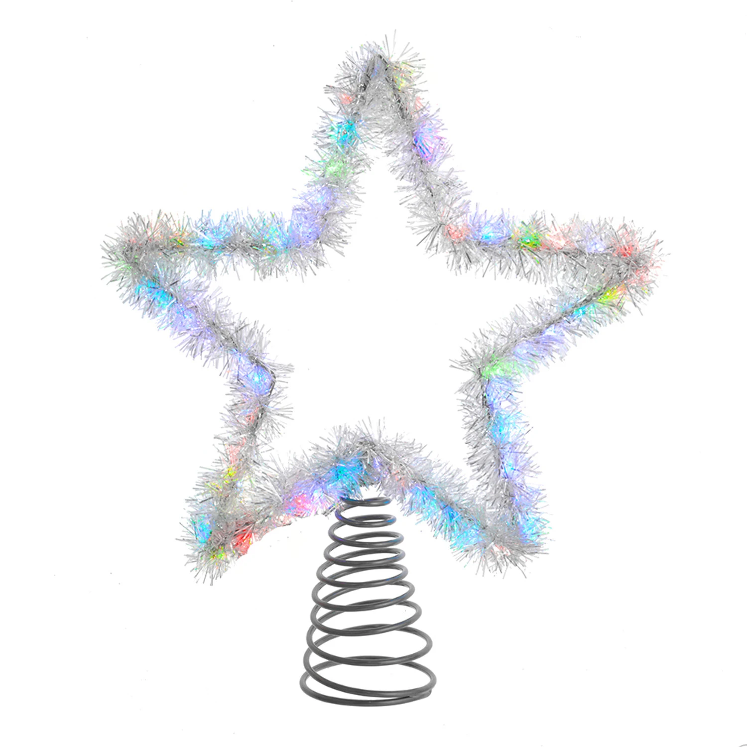 Kurt Adler 12.2" LED Lighted Silver Tinsel Star Christmas Tree Topper AD1022RGB 3 Kurt Adler 12.2" LED Lighted Silver Tinsel Star Christmas Tree Topper AD1022RGB