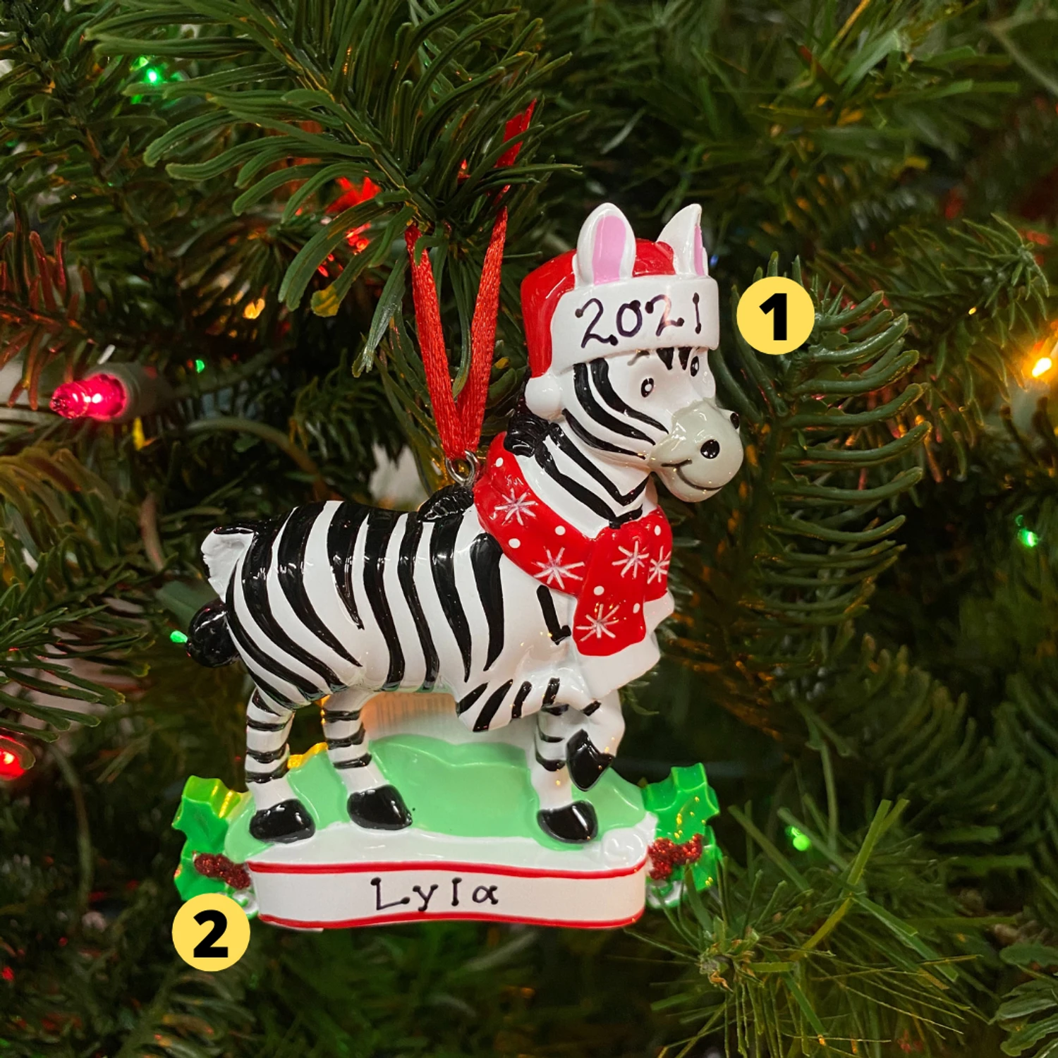 Zebra Personalized Christmas Ornament OR1850-Z 3 Zebra Personalized Christmas Ornament OR1850-Z