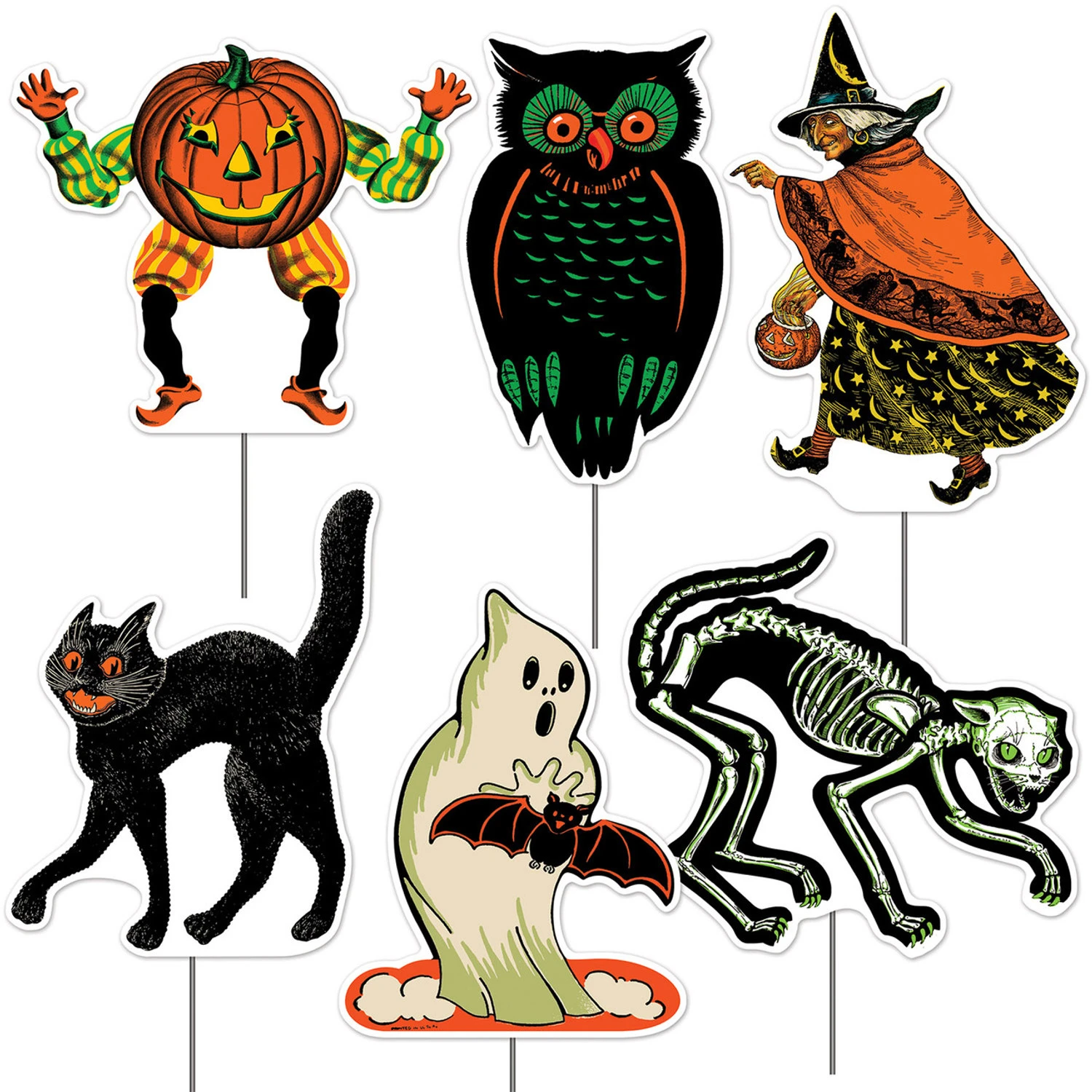 Beistle Vintage 11.5"-12.25" Plastic Halloween Yard Signs Outdoor Decor 00485 3 Beistle Vintage 11.5"-12.25" Plastic Halloween Yard Signs Outdoor Decor 00485
