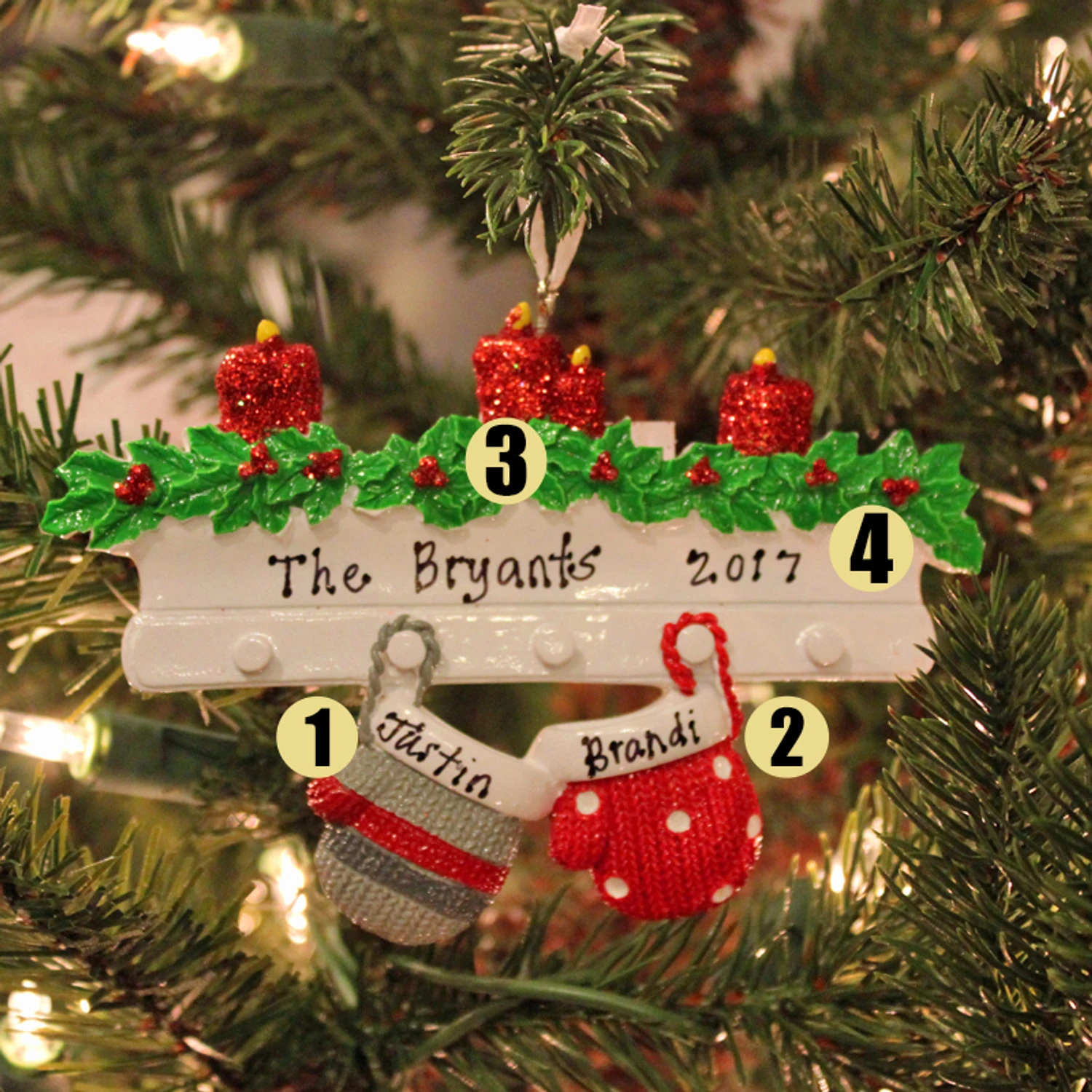 Family Personalized Christmas Ornament With 2 Mittens 3 Family Personalized Christmas Ornament With 2 Mittens