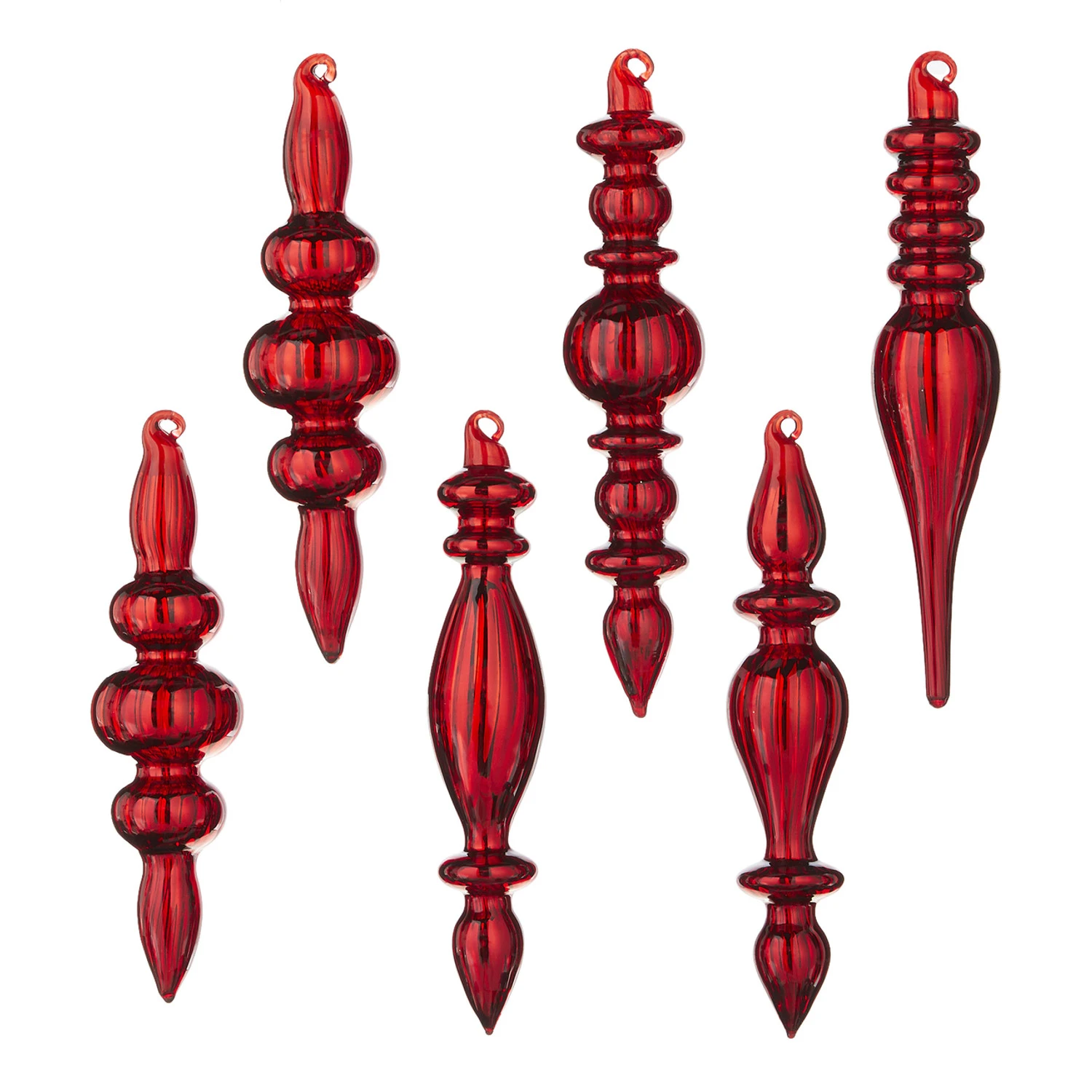 Raz 6.5" Box Of Red Finial Glass Christmas Ornaments 4122819 4 Raz 6.5" Box Of Red Finial Glass Christmas Ornaments 4122819 - Image 2