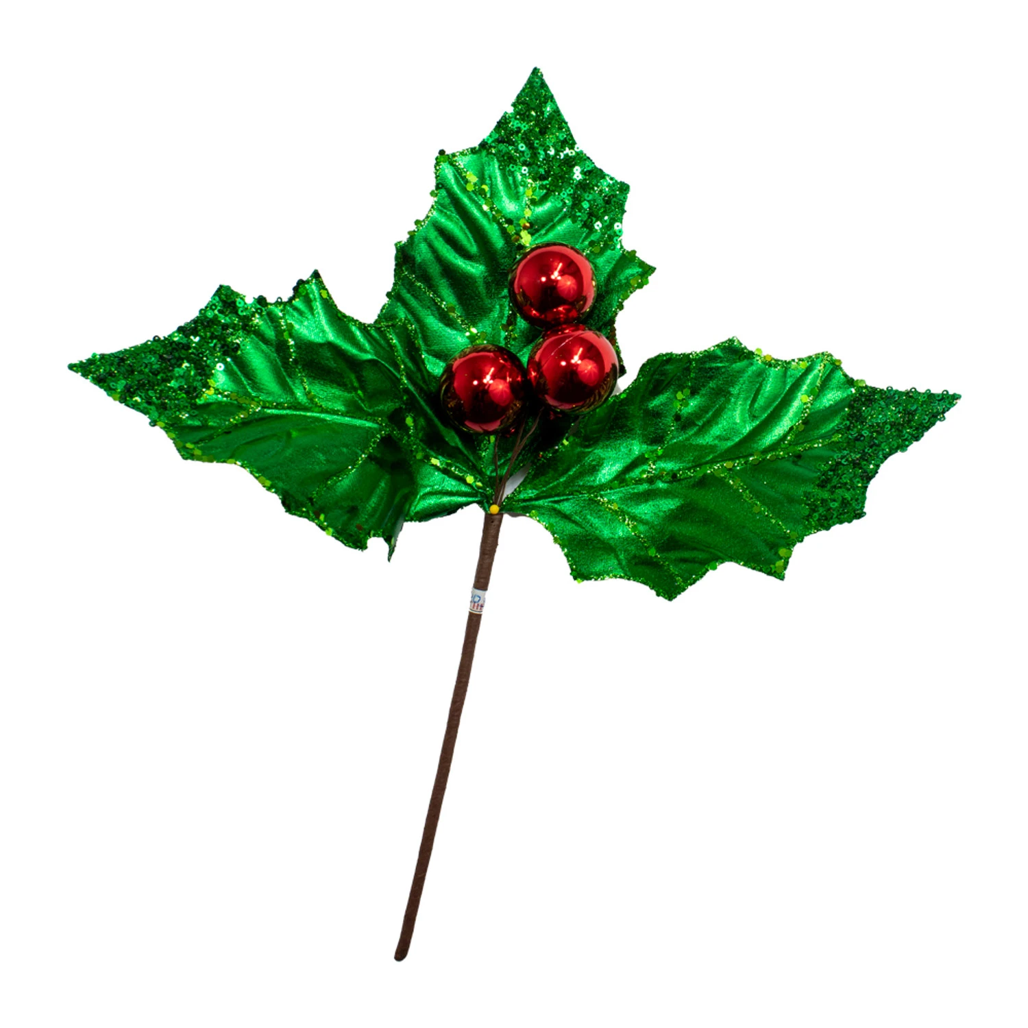 Kurt Adler 19" Large Green Holly Leaf With Red Berry Pick C0305 3 Kurt Adler 19" Large Green Holly Leaf With Red Berry Pick C0305