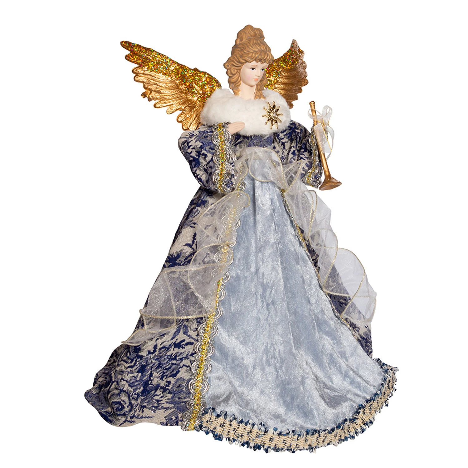 Kurt Adler 17" Indigo Blue Delft Angel Christmas Tree Topper J6099 7 Kurt Adler 17" Indigo Blue Delft Angel Christmas Tree Topper J6099 - Image 5